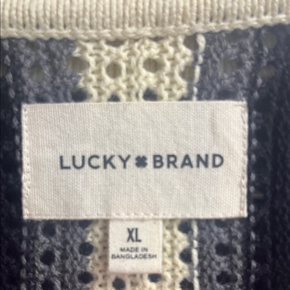 Lucky Brand Men's Striped Cardigan - Black Gray and Cream - Picture 2 of 9
